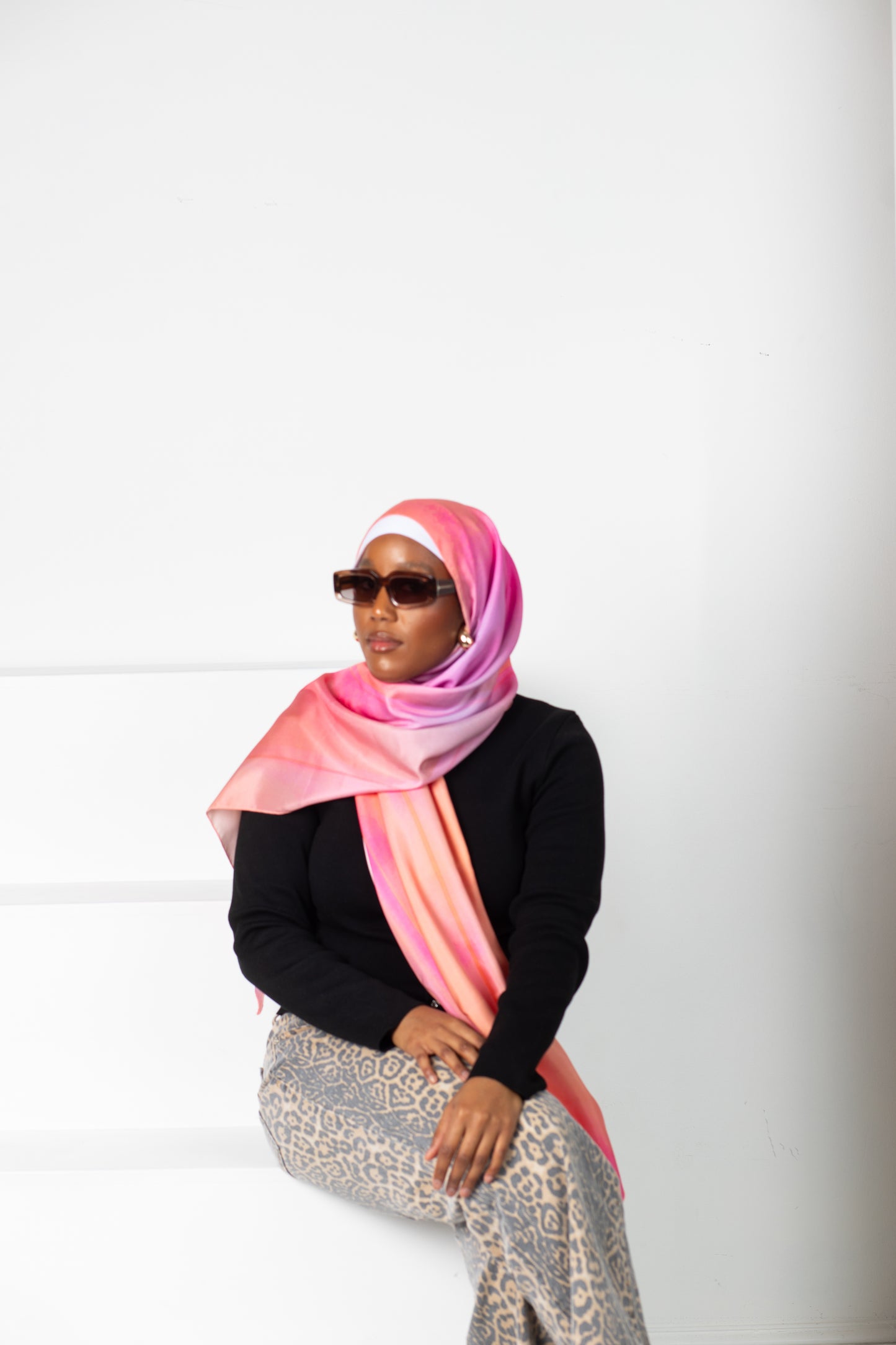 Lilac's Blushing, Sunset's Touching - Luxury Silk Hijab Scarf