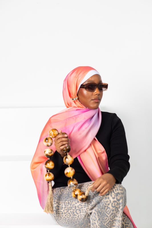 Lilac's Blushing, Sunset's Touching - Luxury Silk Hijab Scarf